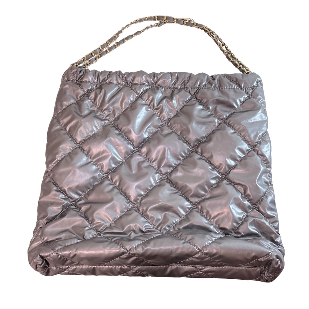 Senyu metallic Steel Grey Quilted Chain Shoulder Bag